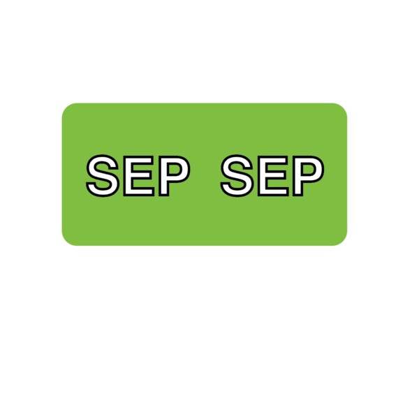 Monthly Tab September 3/4" x 1-1/2" White w/Green & Black Reverse